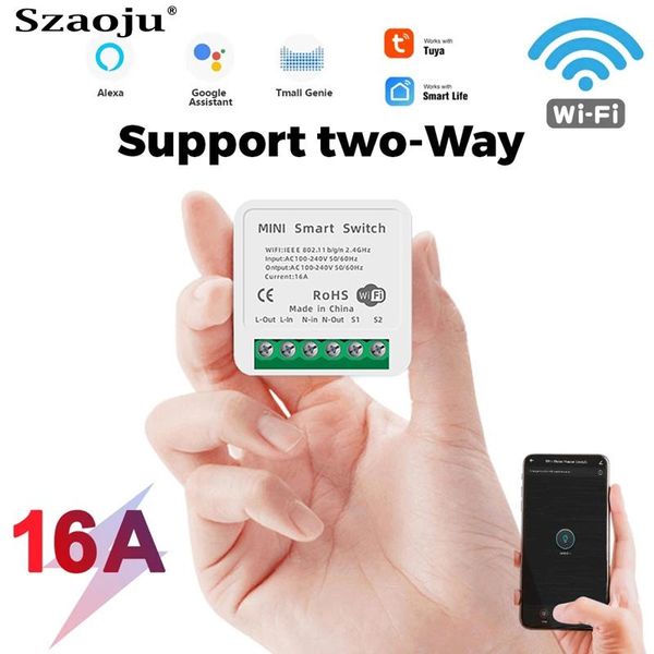 

smart home control 16a mini wifi switch module supports 2 way automation interruptor for alexa google