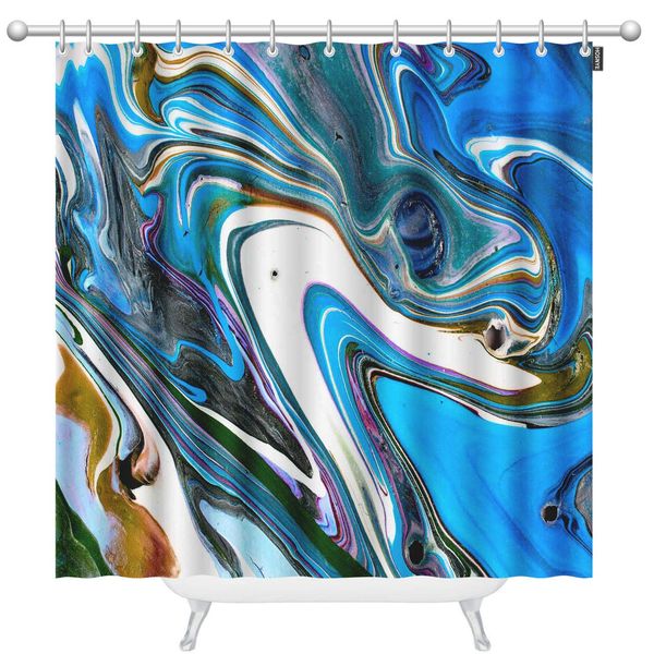 

blue quicksand shower curtainkids hand painted abstract mixed media stains spray paint polyester stall curtains with hooks for