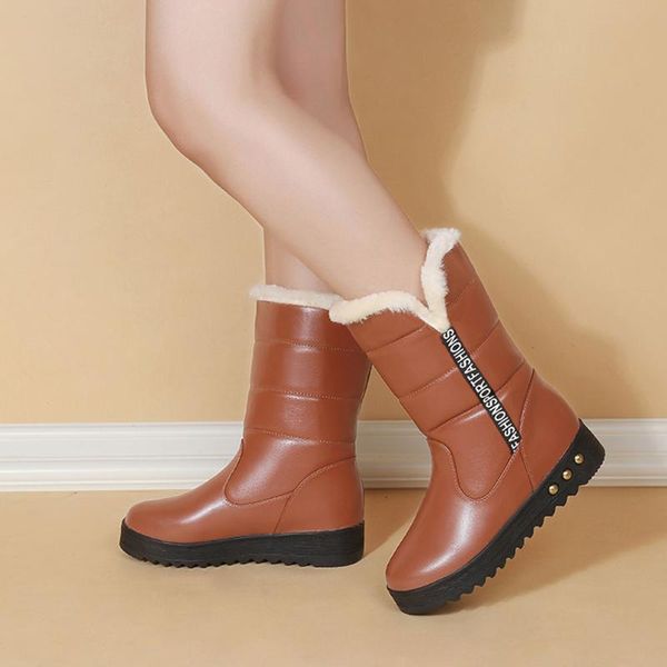 

boots bonjomarisa warm walking fashion wedges snowboots for woman short plush platform waterproof casual winter women, Black