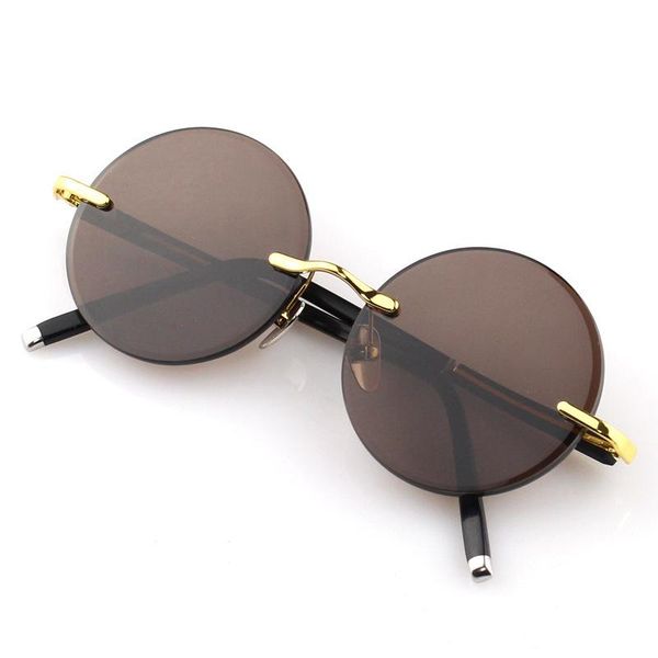 

sunglasses rimless round glass man woman natural crystal stone sun glasses anti eye dry scratch vintage uv400 quality, White;black