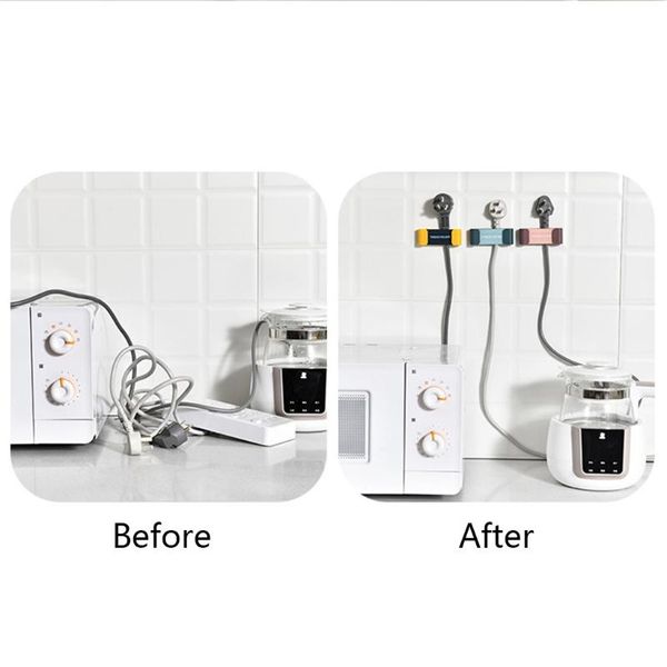 

hooks & rails 4 pcs wall-mounted plug wall hook power wire socket holder self-adhesive cable retainer usb data winder