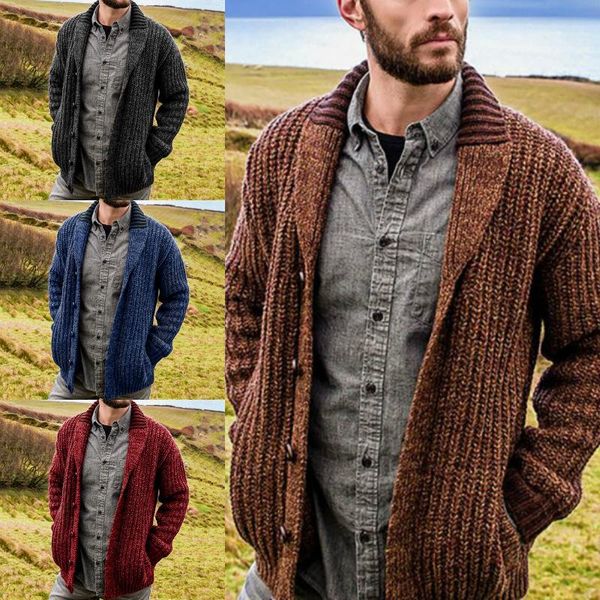 

men's jackets autumn winter knitted sweaters coats for men long sleeve single breasted pockets cardigans outerwear plus size s-5xl, Black;brown
