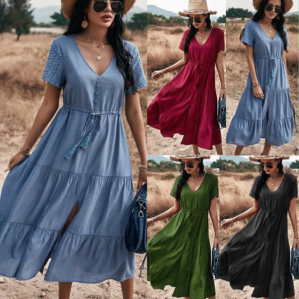 

women's summer casual tshirt dresses short sleeve loose dress, Black;gray