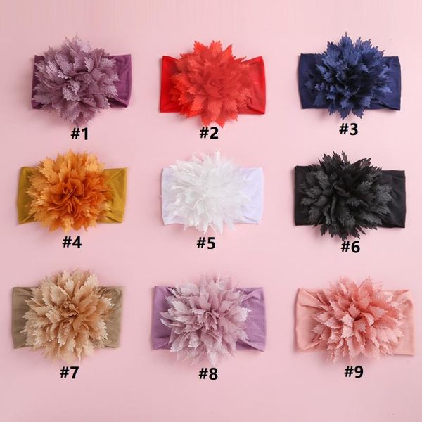 

pcs/lot, 3.2" flower nylon headband kids girl elastic strench turban children girls headwear po props hair accessories, Slivery;white