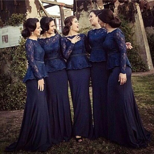 Barato modesto mãe da noiva vestidos de mangas compridas plus size renda vestido de convidado de casamento sereia vestidos de noite de cetim 328 328