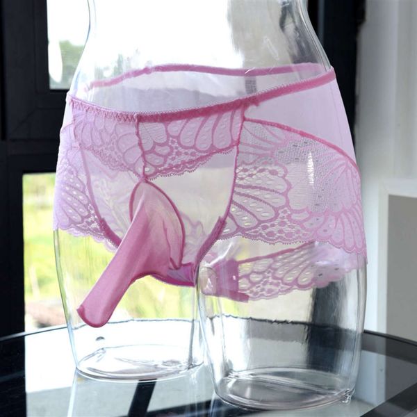 

men's underwear with jj set of silk stockings, ultra thin and breathable, summer transparent fun lace underwear, briefs, Black;white