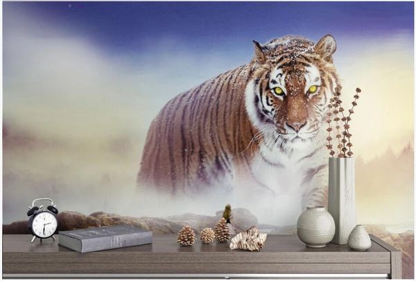 

wallpapers 3d wallpaper custom po hd tiger little girl background home decor living room wall murals for walls 3 d