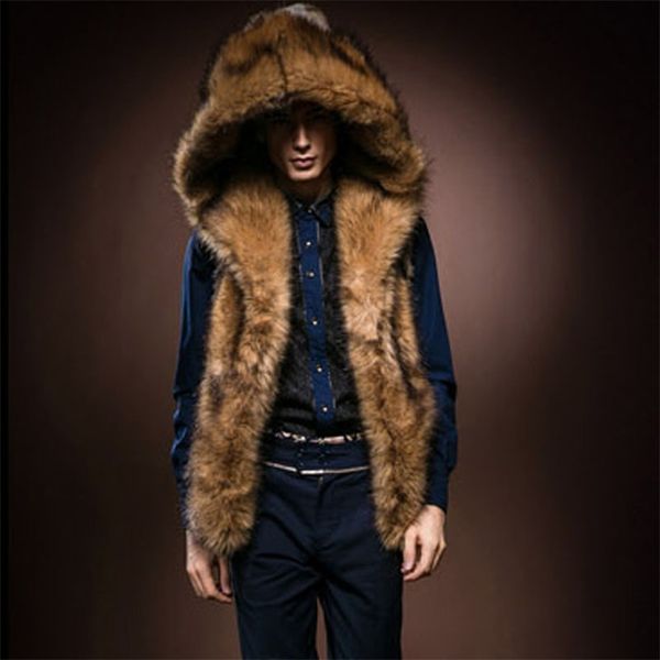 

men's fur vest coat mink slim fit man 211207, Black