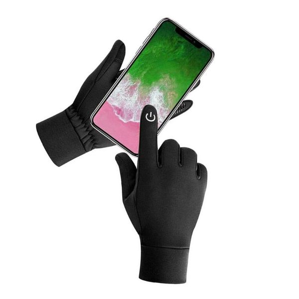 

cycling gloves windproof winter waterproof running thermal touch screen anti-slip xl, Black