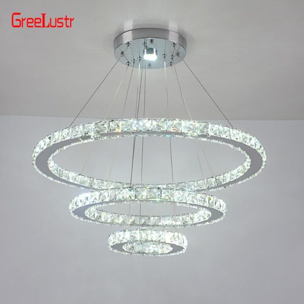 

modern k9 crystal led chandelier pendant lamp luxury hanging light for living room luminaire chandeliers 110v-220v