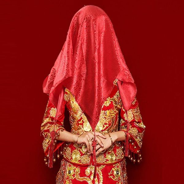 

party favor bridal veils beautiful chinese red head covers fancy