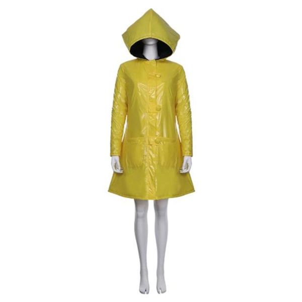 

women's trench coats little nightmares 2 six cosplay costume yellow long jacket coat halloween suit raincoat, Tan;black