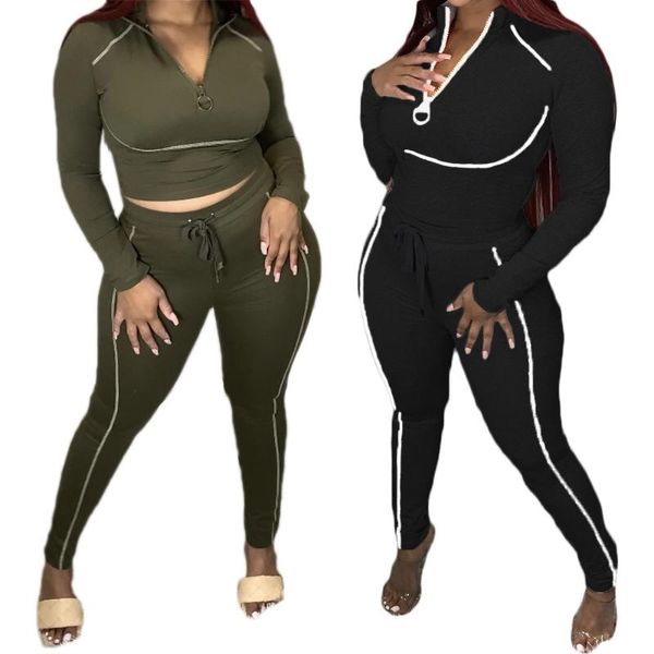 

women's tracksuits 2021 woman suit fashion est long sleeve zipper office lady, Gray