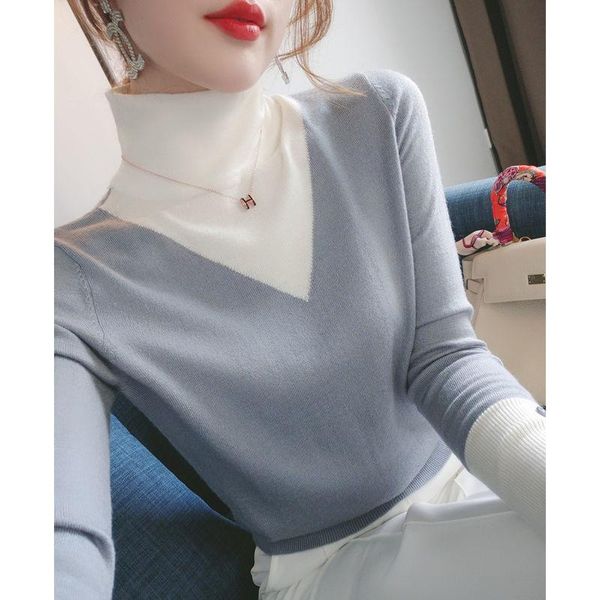 

women's sweaters women 2021 autumn winter pullover female turtleneck long-sleeve bottoming shirt casual loose warm knit jumpers b01, White;black