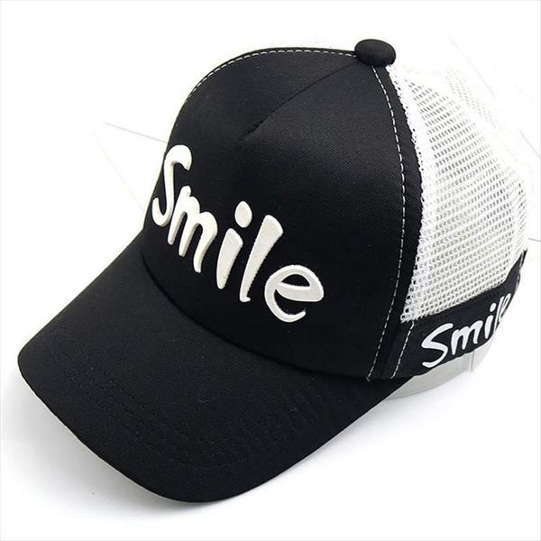 

child smile letter baseball cap mesh trucker hat for boys girls 2 8yrs red white pink lavender black, Blue;gray