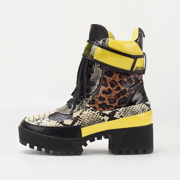 

boots women casual fahion serpent snake pattern high heel ankle length shoes woman, Black