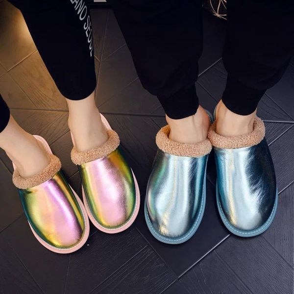 

woman's dazzle genuine leather slippers coral fleece warm shoes female home soft fur slides women 2021 arrival, Black