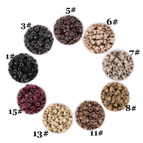 

1000/bottle 4.0 4.5 5.0 5.5 mm aluminium micro ring beads with silicone i tip hair extensions tools, Black