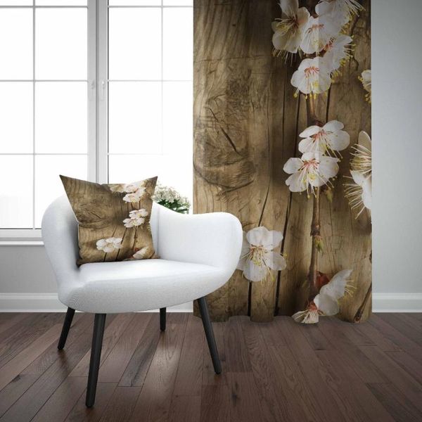 

curtain & drapes else brown tree wooden white flowers floral 3d print living room bedroom window panel combine gift pillow case