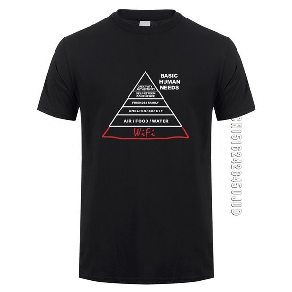 Lustige menschliche Bedürfnisse Internet Geek Compute T-Shirts Männer Baumwolle O-Ausschnitt T-Shirt Wifi Mann T-Shirt Top T-Shirts 210706