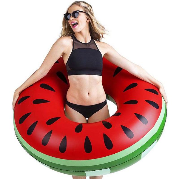 

life vest & buoy 120cm watermelon pool float inflatable circle swimming ring for kids floating seat summer beach party toys
