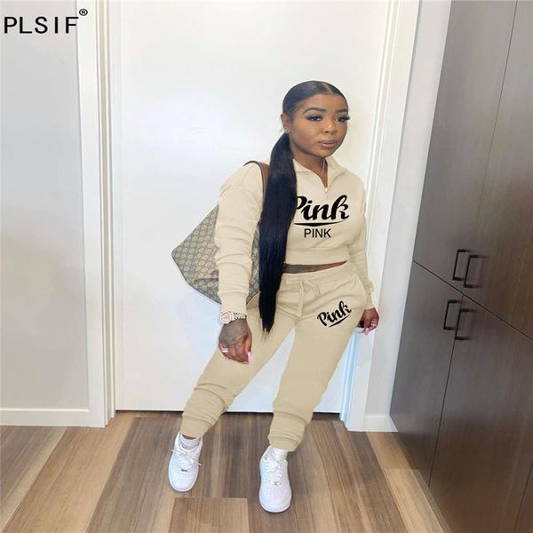 

women's two piece pants young party lady fashion o neck long sleeve letter print bro and cusual tracksuits, White
