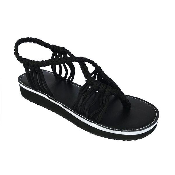 

sandals 2021 women's back strap retro fashion shoes roman design summer soft elastic band walking, Black