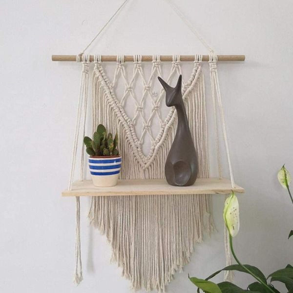 

tapestries macrame wall hanging shelf boho style planters plant stand tapestry tassel floating art