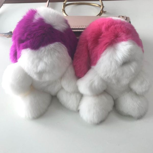 

keychains fur animals toy keychain real rex cute dog doll handbag keyring car key ring for gift pendant charm, Silver