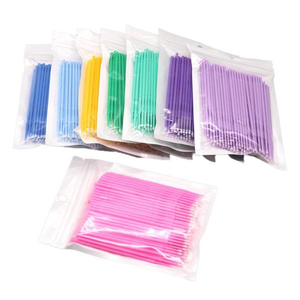 

100pcs/bag disposable micro brush eyelashes extension individual lash removing swab applicator wands makeuptools kit makeup brushes