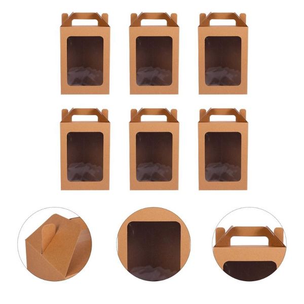 

6pcs festival flower bags gift wrapping boxes present packing (brown) wrap