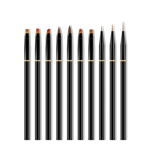 

nail brushes 3/10 pcs brush black metallic rod crystal delicate detail design drawing painting durable art pen set manicure tool, Yellow