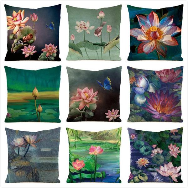 

cushion/decorative pillow 45cm*45cm **lotus** inimitated silk fabric throw covers couch cushion cover home decorative pillows case