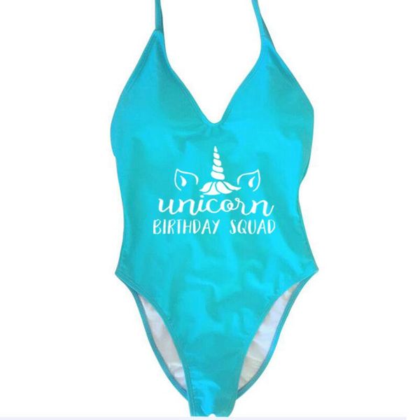 

one-piece suits female thong padded one piece swimsuit birthday girl & squad women fused swimwear backless beachwear party