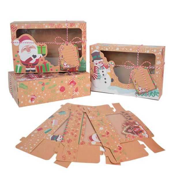 

gift wrap 3pcs/set christmas cookie box kraft paper candy boxes bags food packaging party kids year navidad