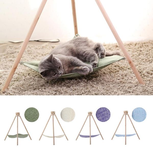 

cat beds & furniture puppy dogs lazy hammock bed house cottages lounger pet linen mat cushion simple tripod for cats