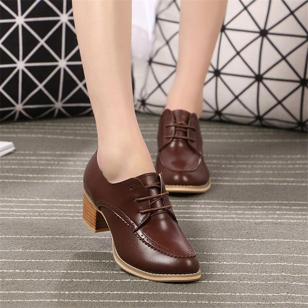 

dress shoes genuine cow leather designer vintage pumps casual handmade oxford for women 2021 spring brown black