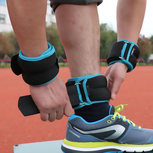 

ankle support fdbro 2021 exercise fitness running adjustable wrist weights iron sand bag straps with neoprene padding1kg/pair, Blue;black