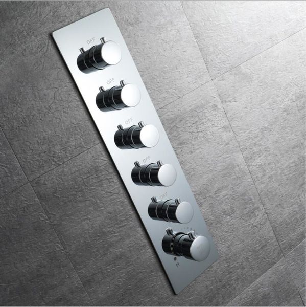 

bathroom shower faucet control valve brass wall mount thermostat diverter 5 functions bath system faucets high flow