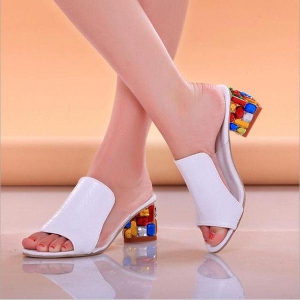 

dress shoes women sandals 2021 ladies summer slippers high heels fashion rhinestone slipper, Black
