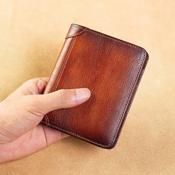 

wallets polished retro men's leather anti-theft brush wallet multi-function driver's license one short cowhide, Red;black