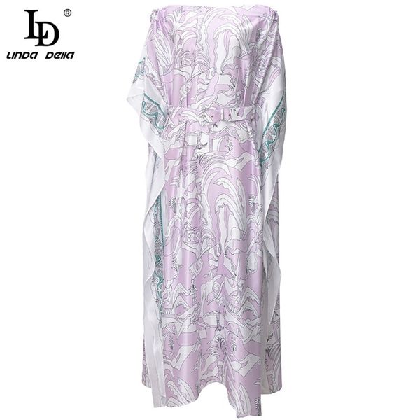 

summer fashion runway designer loose maxi dress women slash neck sashes print bohemian female vacation long 210522, Black;gray