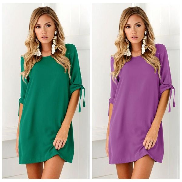 

casual dresses autumn women beam sleeve chiffon o neck dress long dresse womens vestido clothing female, Black;gray