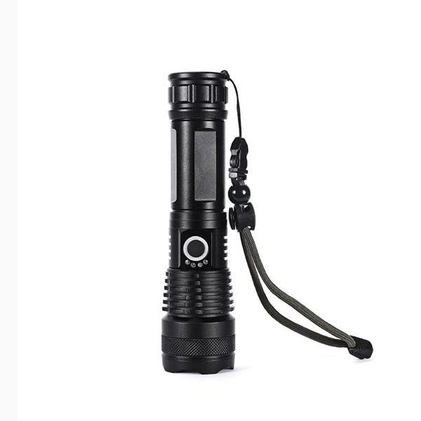 

flashlights torches p50 retractable aluminum alloy rechargeable strong light battery display usb