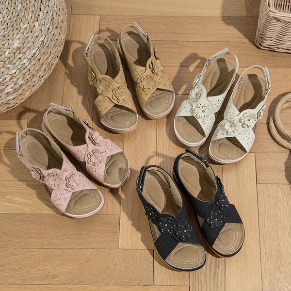 

sandals women summer shoes woman plus size 41 heels for wedges chaussure femme casual gladiator platform talon, Black