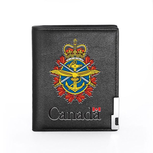 

canada printing leather wallet men women bifold holder short purse male wallets, Red;black