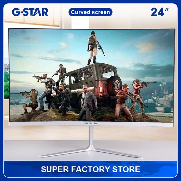 

monitors 24inch curved lcd computer monitor micro border ips 75hz 1920*1080 full hd gaming game 2ms respons white screen /vga