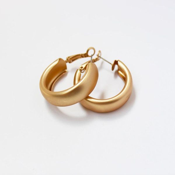 

hoop & huggie gsold vintage matte gold color metal earring simple geometric alloy ear buckle women fashion party jewelry accessories, Golden;silver