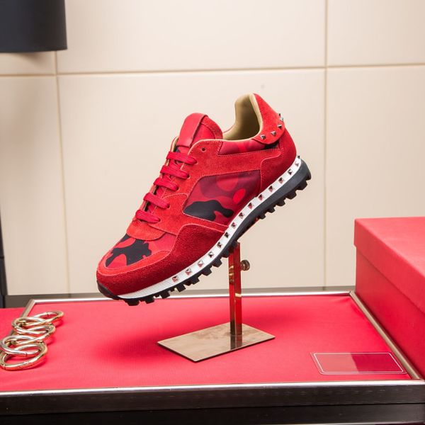 

2021 fashion luxurys party men women casual shoes comfortable beautiful leather print velvet black white red flat platform with box high qua