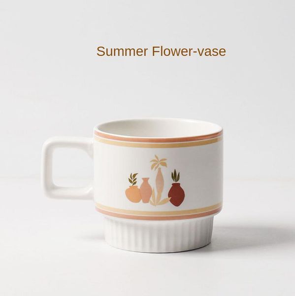 

mugs retro frosted glass ceramic mark cup of milk for breakfast coffee flowers gift